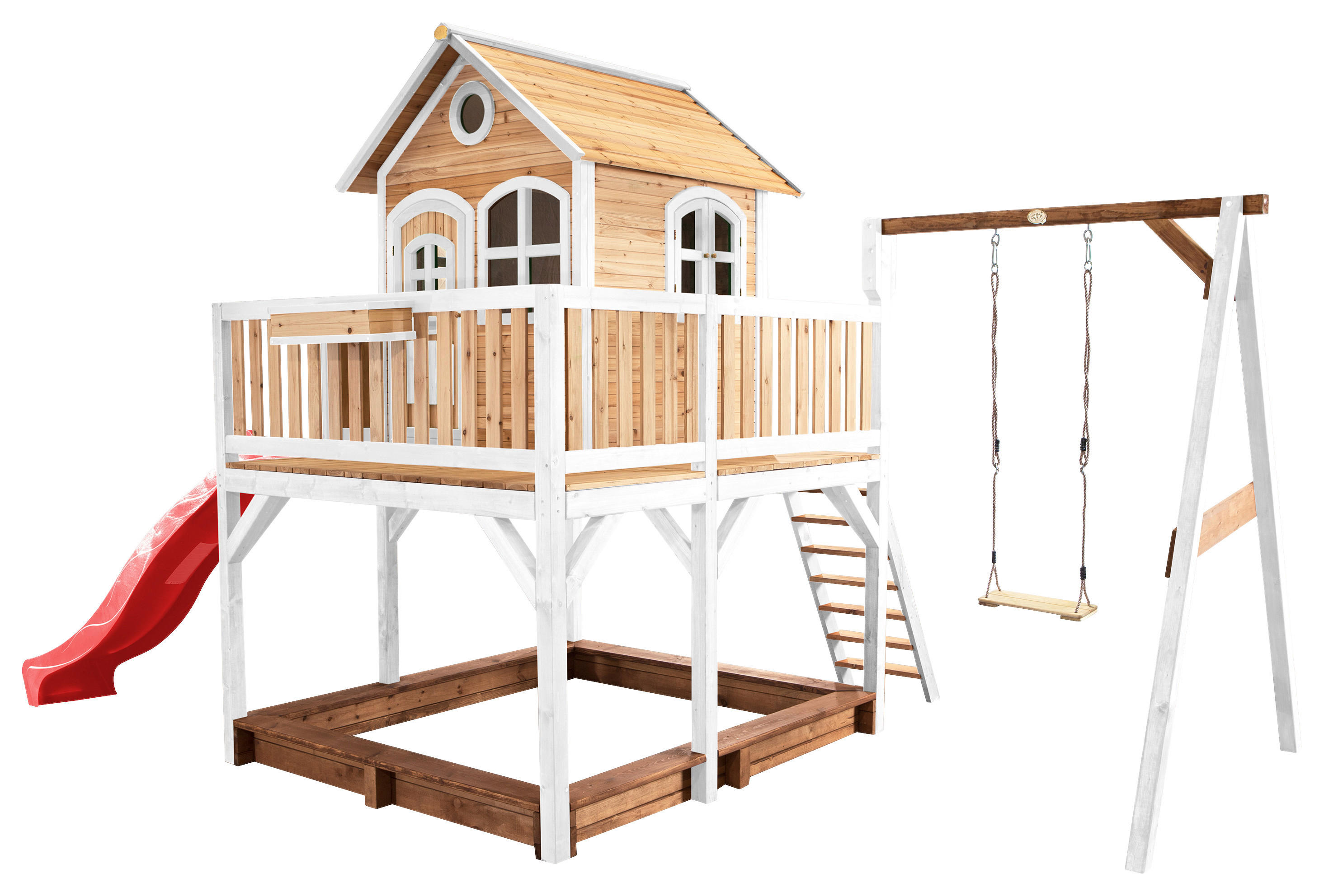 AXI Spielhaus Liam braun B/H/L: ca. 541x291x277 cm Liam - braun/weiß (277,00/541,00/291,00cm) - AXI