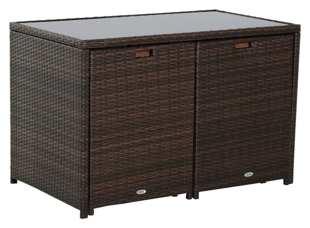 Outsunny Garnitur braun Polyrattan Polyrattan_Garnitur_5tlg. - braun/creme - Outsunny