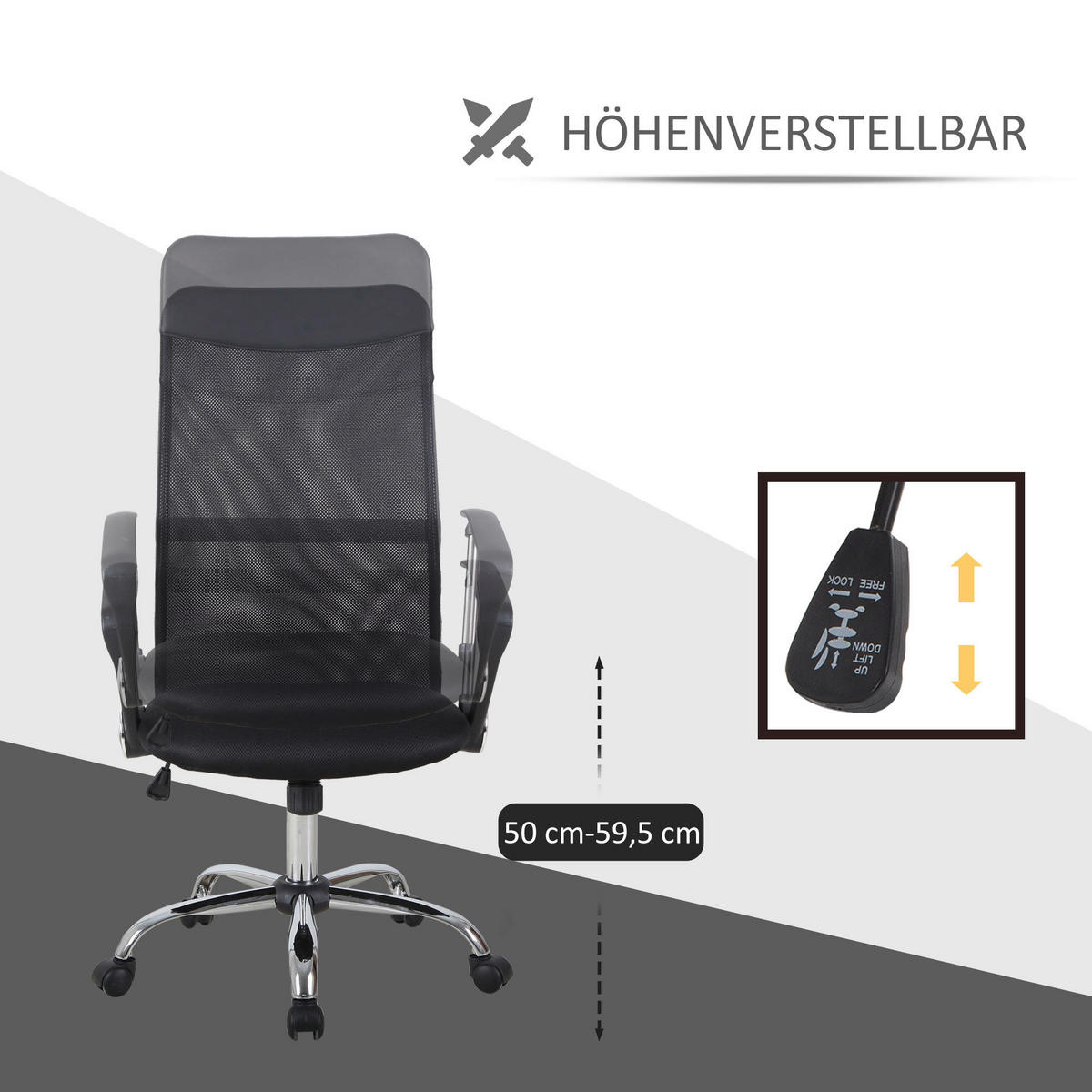 Drehstuhl A2-0093 schwarz A2-0093 - schwarz (63,00/109,00/65,00cm) - HOMCOM