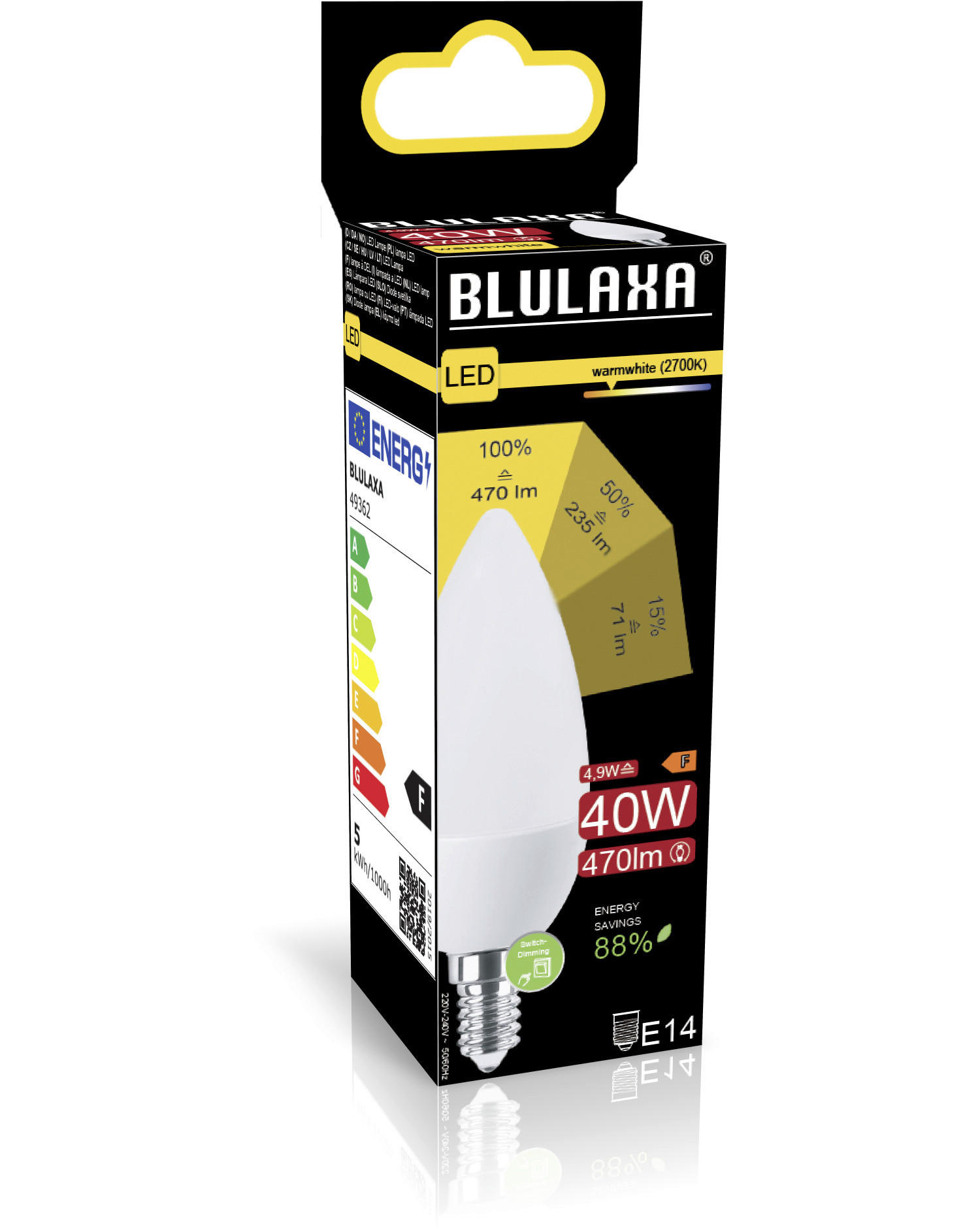 Blulaxa LED-Lampe E14 LED-Tropfenlampe E14 dimmbar - (3,50/9,80cm) - Blulaxa