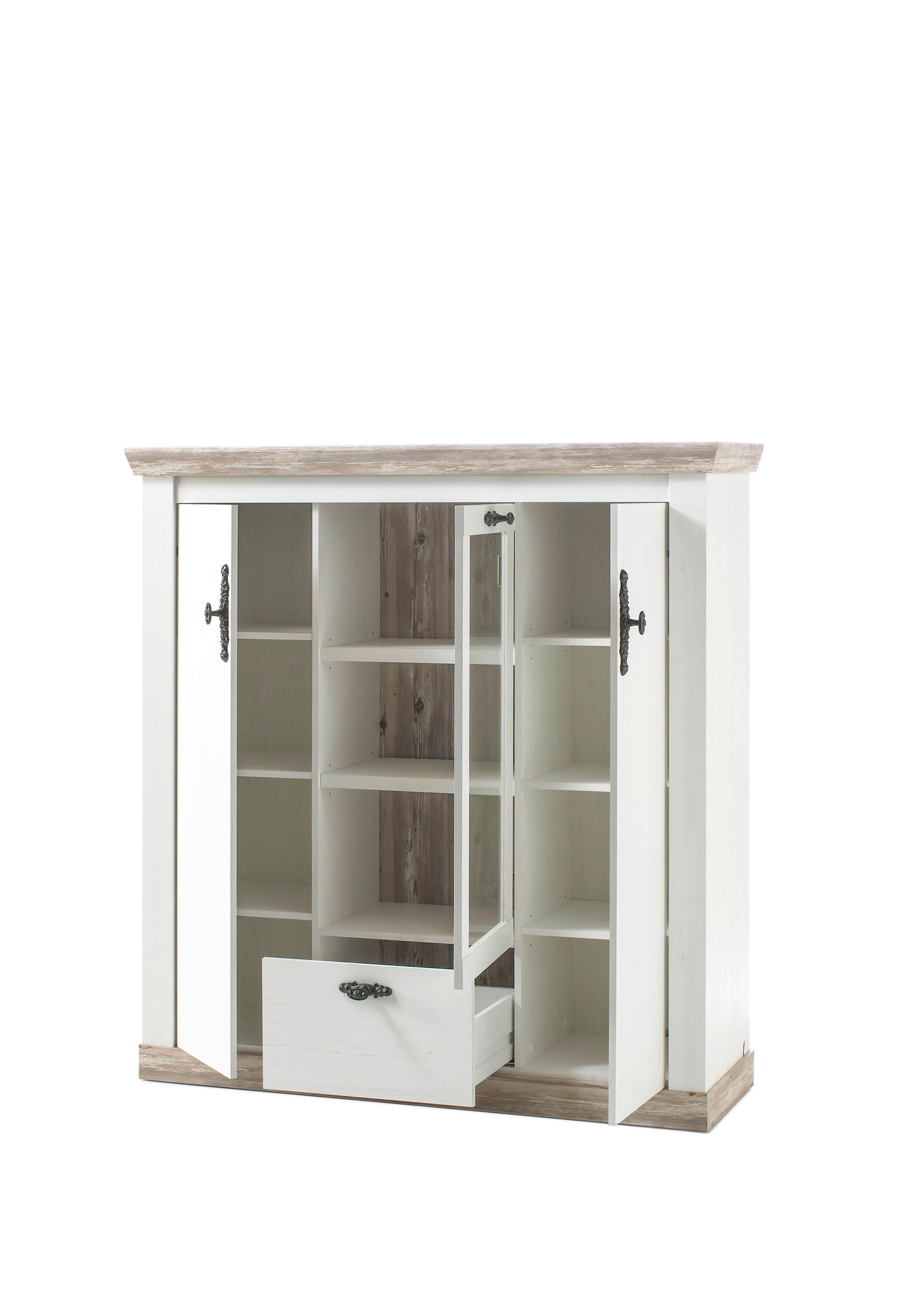 Highboard Florenz weiß Pinie B/H/T: ca. 139x146x44 cm Florenz - weiß (139,00/146,00/44,00cm)