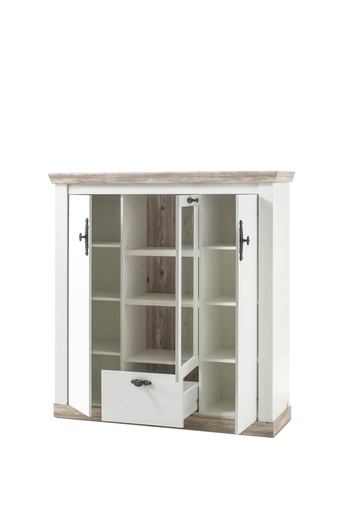 Highboard Florenz weiß Pinie B/H/T: ca. 139x146x44 cm Florenz - weiß (139,00/146,00/44,00cm)