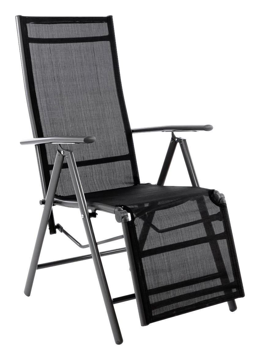 VCM Gartenstuhl schwarz Kunststoff B/H/L: ca. 60x155x55 cm Gartenstuhl mit Fußstütze - schwarz (55,00/60,00/155,00cm) - VCM