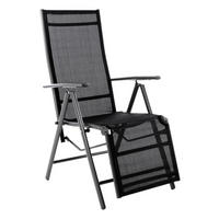 VCM Gartenstuhl schwarz Kunststoff B/H/L: ca. 60x155x55 cm Gartenstuhl mit Fußstütze - schwarz (55,00/60,00/155,00cm) - VCM