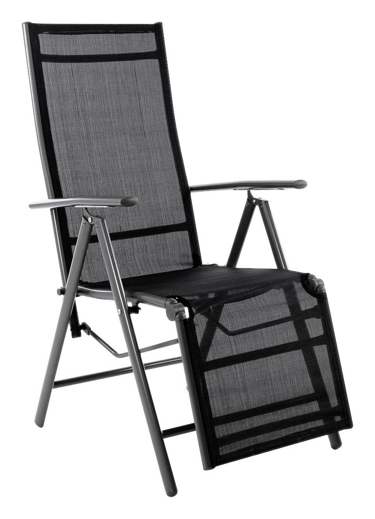 VCM Gartenstuhl schwarz Kunststoff B/H/L: ca. 60x155x55 cm Gartenstuhl mit Fußstütze - schwarz (55,00/60,00/155,00cm) - VCM