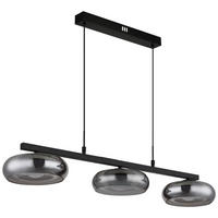 GLOBO Hängeleuchte schwarz Rauch Metall Glas B/H/L: ca. 26x17x91 cm Hängeleuchte-Carlene - schwarz/Rauch (91,00/26,00/17,00cm) - GLOBO