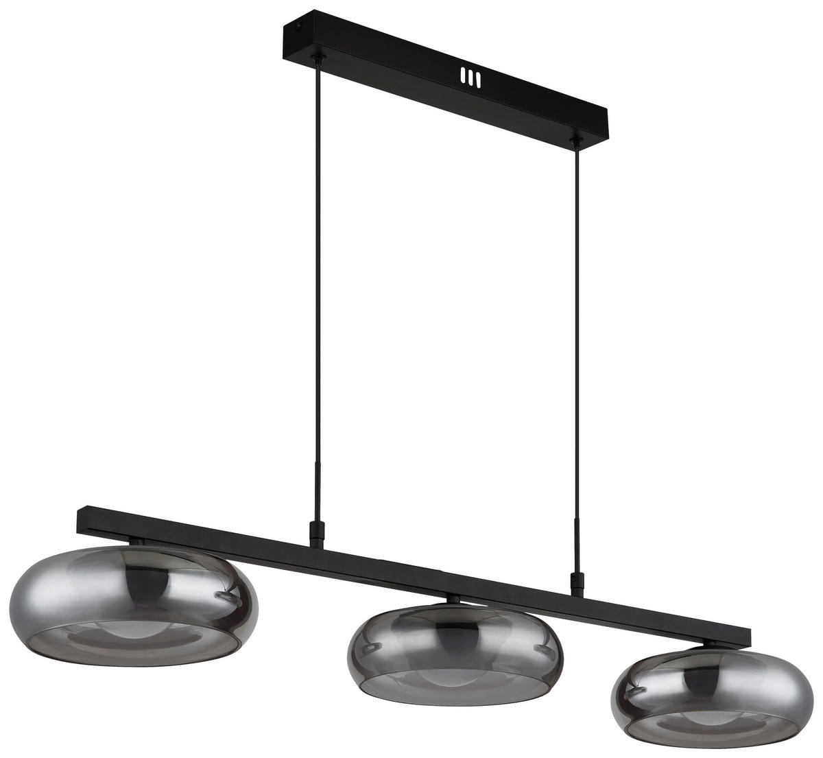 GLOBO Hängeleuchte schwarz Rauch Metall Glas B/H/L: ca. 26x17x91 cm Hängeleuchte-Carlene - schwarz/Rauch (91,00/26,00/17,00cm) - GLOBO