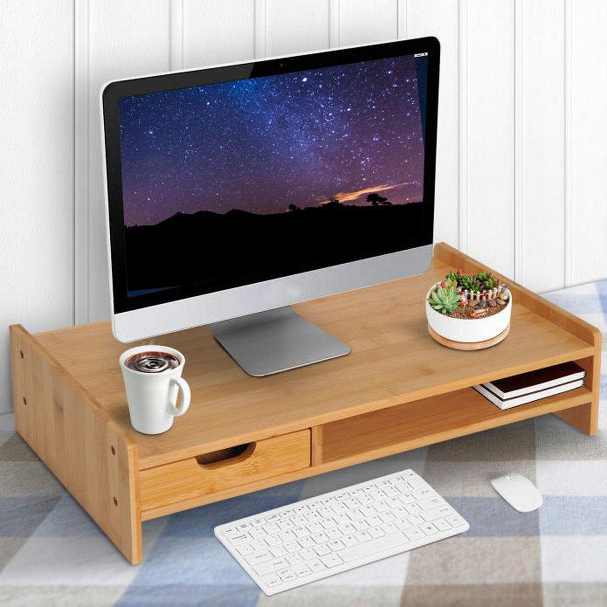 HOMCOM Monitorständer 920-042 920-042 natur Monitorständer 920-042 - natur (49,00/12,00/26,00cm) - HOMCOM