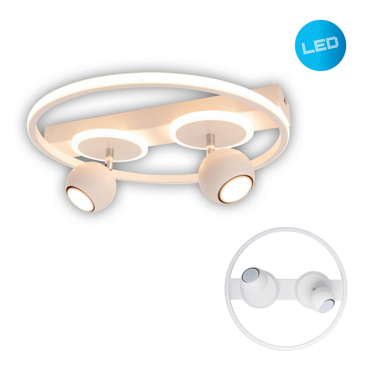 Näve Leuchten Deckenleuchte 1382823 weiß Metall Kunststoff B/H/T: ca. 40x15,5x40 cm GU10 2 Brennstellen Ronda - weiß (40,00/15,50/40,00cm) - Näve Leuchten