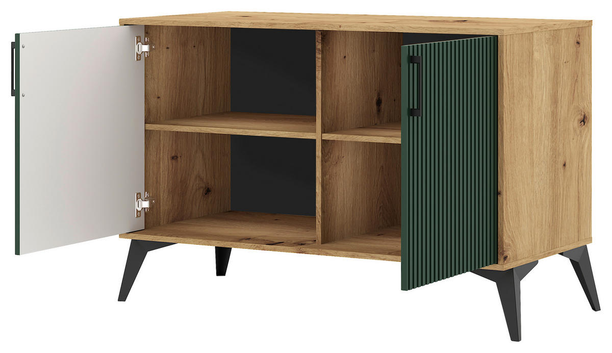 Kommode LUGO Eiche Artisan Nachbildung grün softmatt B/H/T: ca. 108,2x78,4x40 cm LUGO - Eiche/grün (108,20/78,40/40,00cm) - WIPMEB