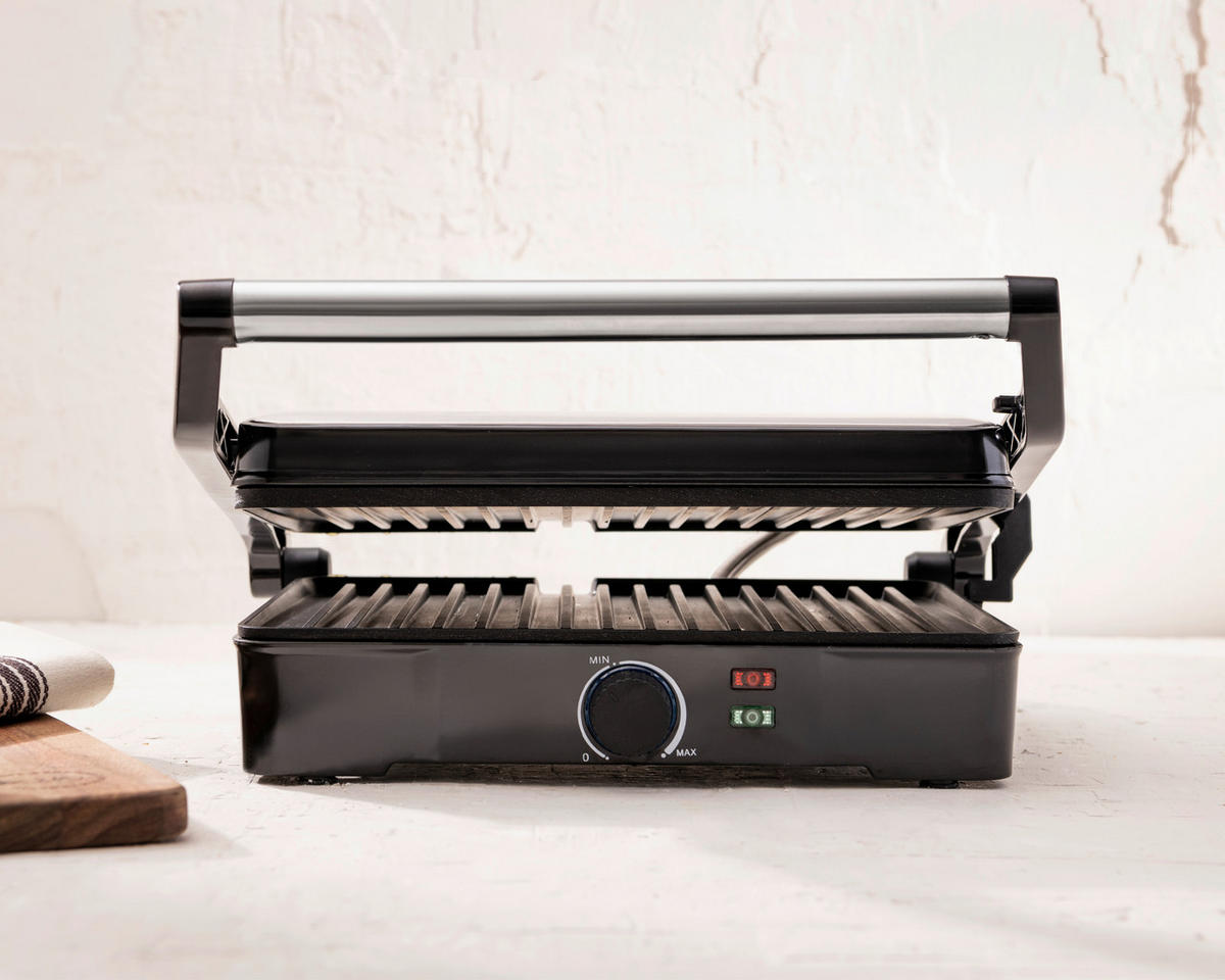 BERGNER Kontaktgrill silber B/H/L: ca. 15x37x38 cm EL BOHIO - schwarz/silber (38,00/15,00/37,00cm) - BERGNER