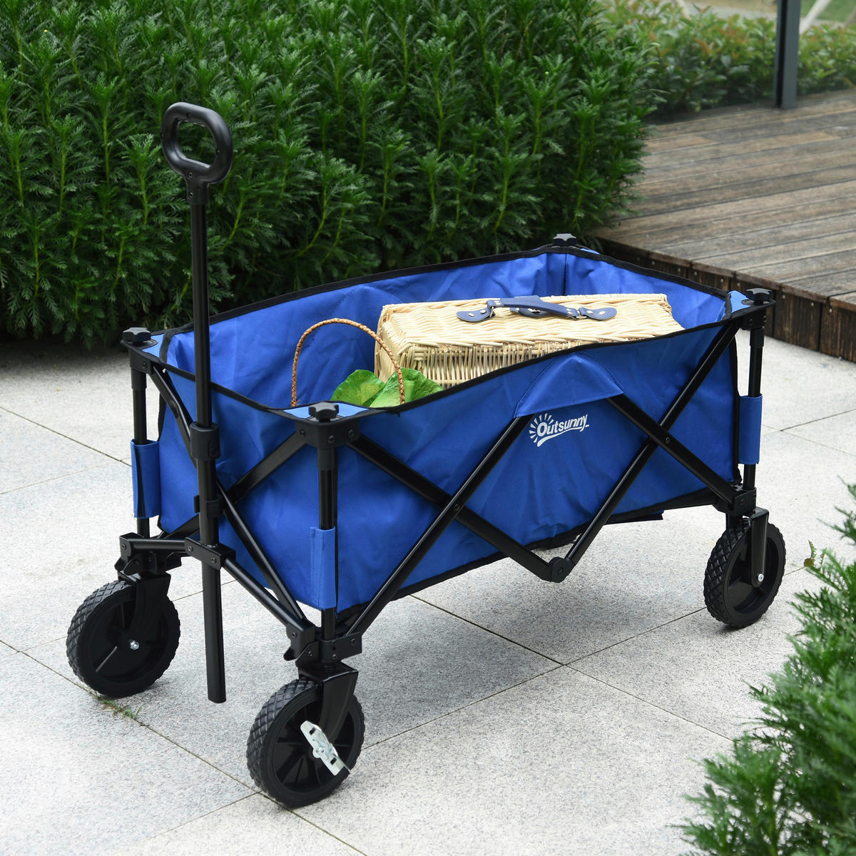 Outsunny Bollerwagen faltbar dunkelblau Stahl B/H/L: ca. 51x92x107 cm Bollerwagen_faltbar - dunkelblau (107,00/51,00/92,00cm) - Outsunny
