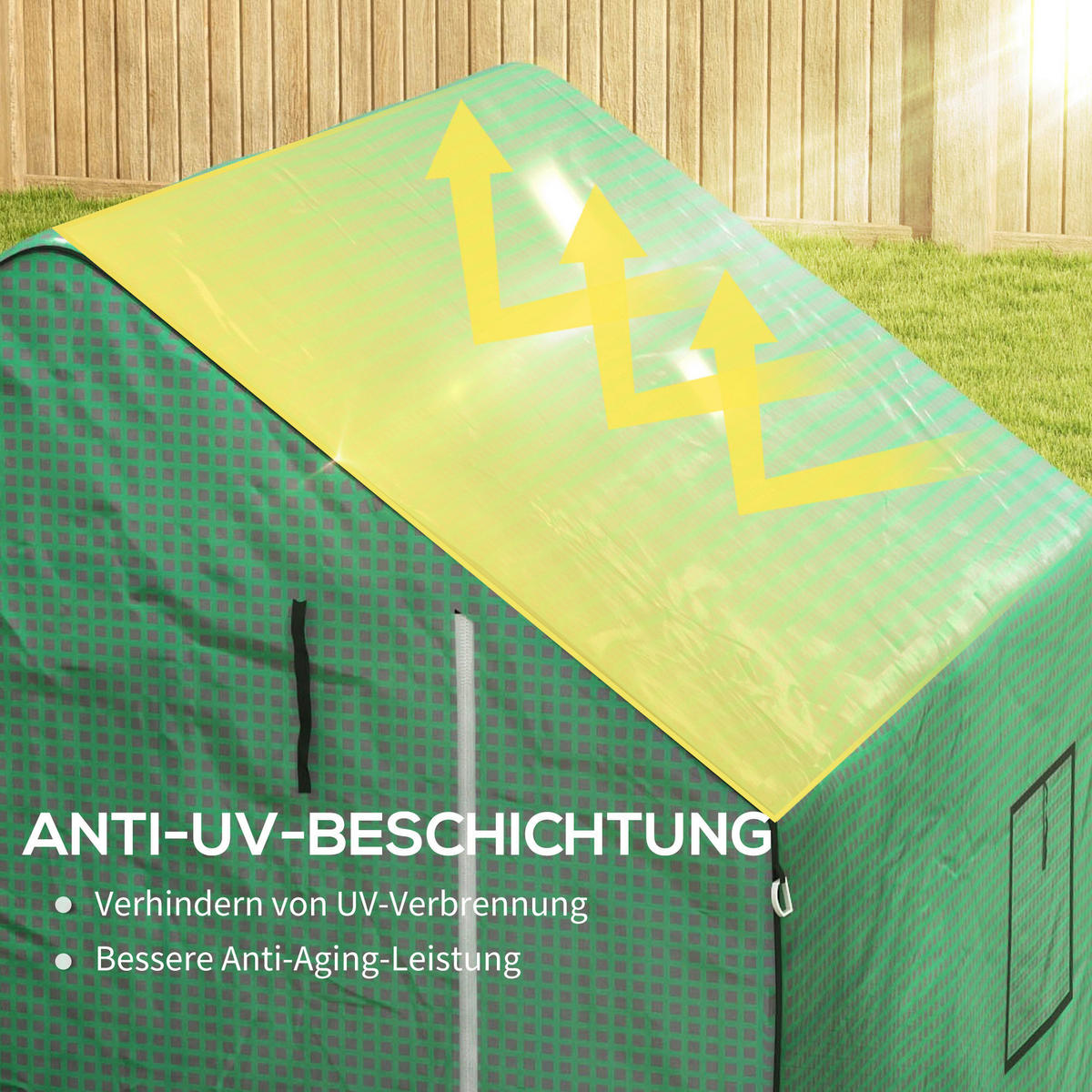 Outsunny Gewächshausfolie B/H/L: ca. 143x190x140 cm Gewächshausfolie - grün (140,00/143,00/190,00cm) - Outsunny