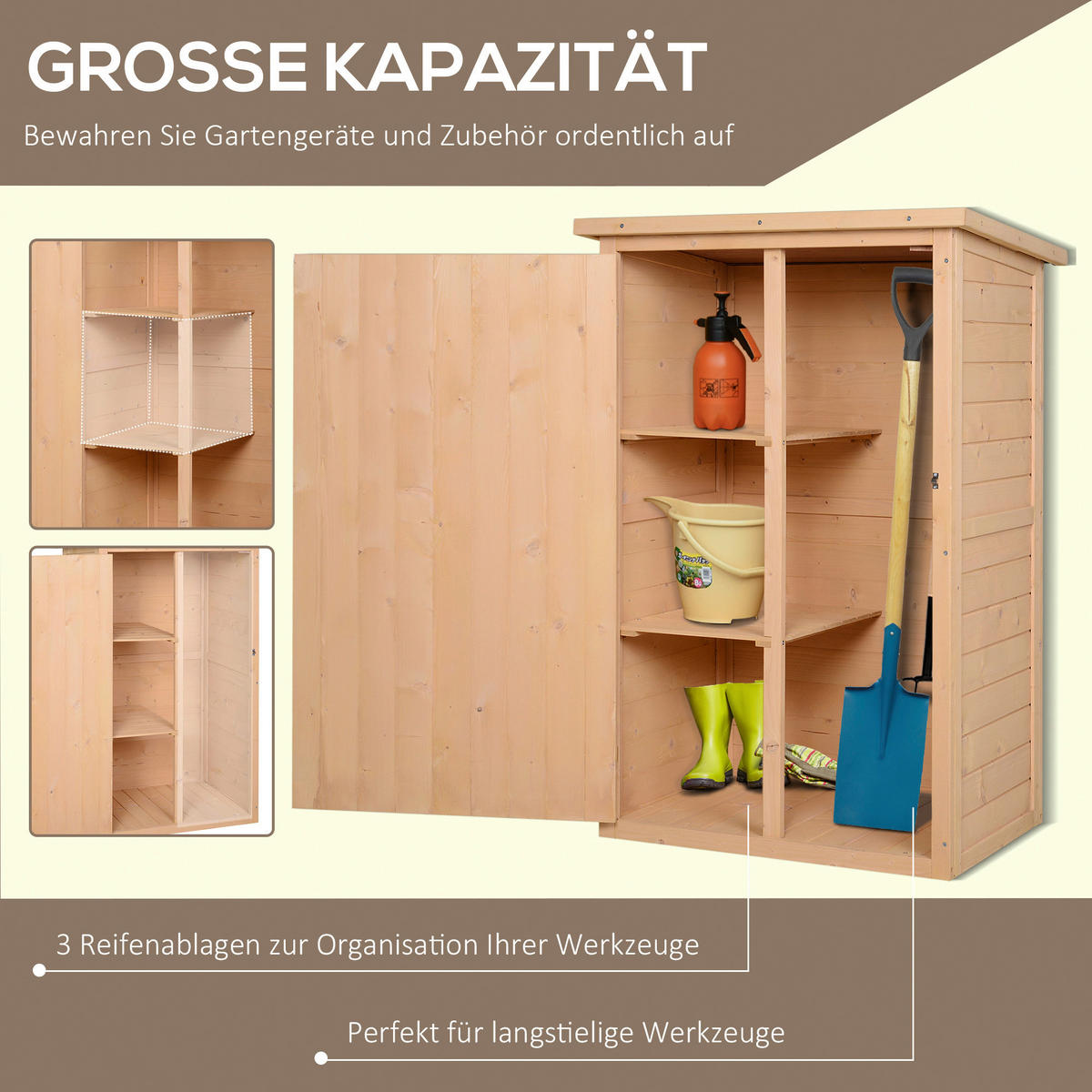 Outsunny Gartenhaus natur B/H/L: ca. 56x115x75 cm Gartenhaus - natur (75,00/56,00/115,00cm) - Outsunny