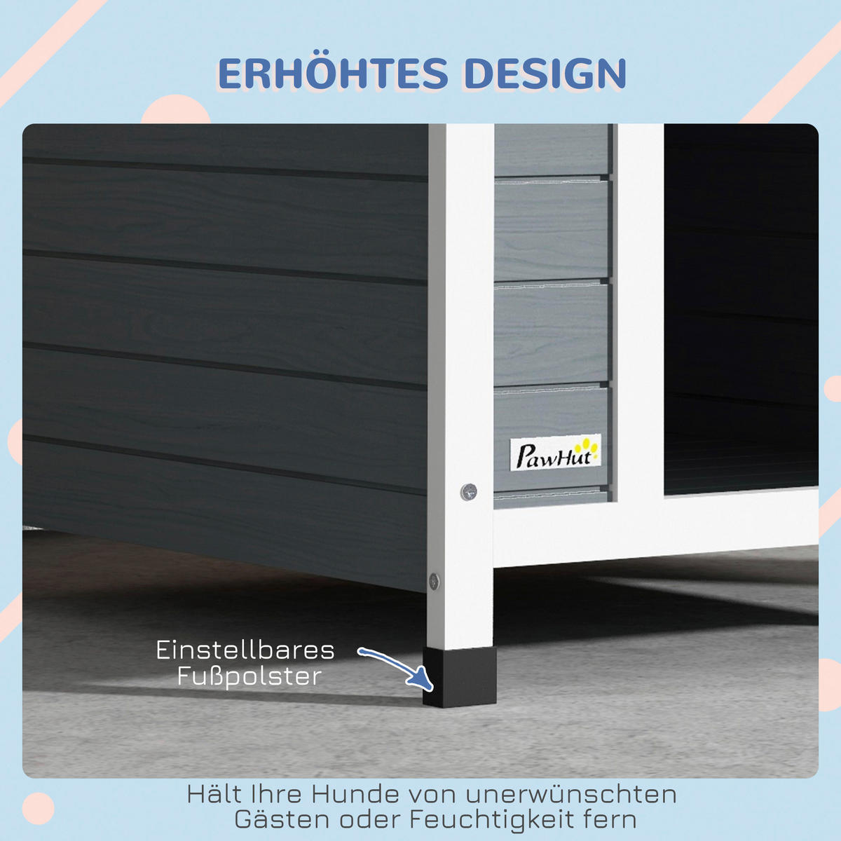 PawHut Hundehütte grau Kunststoff B/H/L: ca. 88x82x75 cm Hundehütte - grau (75,00/88,00/82,00cm) - PawHut