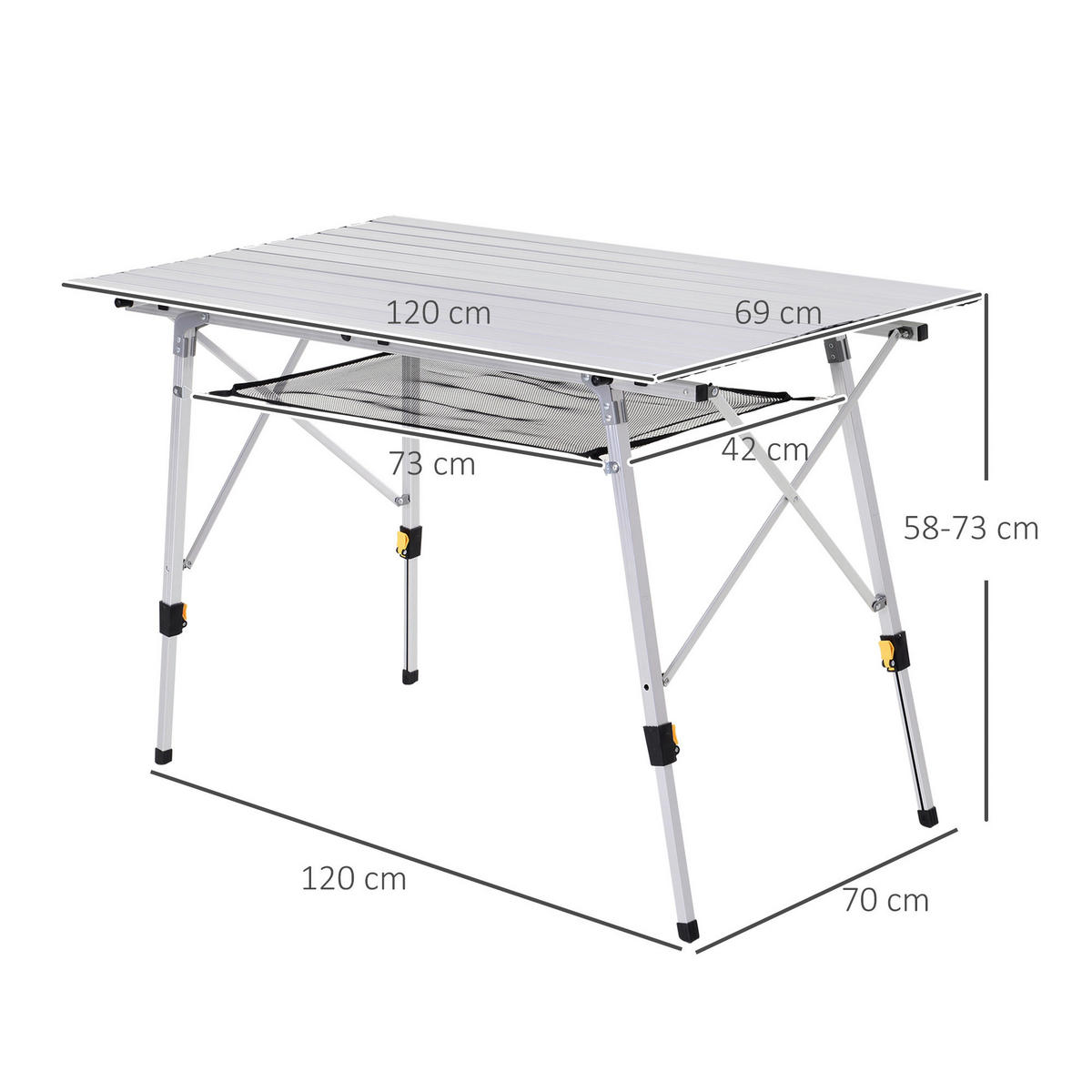 Outsunny Picknicktisch silber Aluminium B/H/L: ca. 70x73x120 cm Picknicktisch - silber (120,00/70,00/73,00cm) - Outsunny