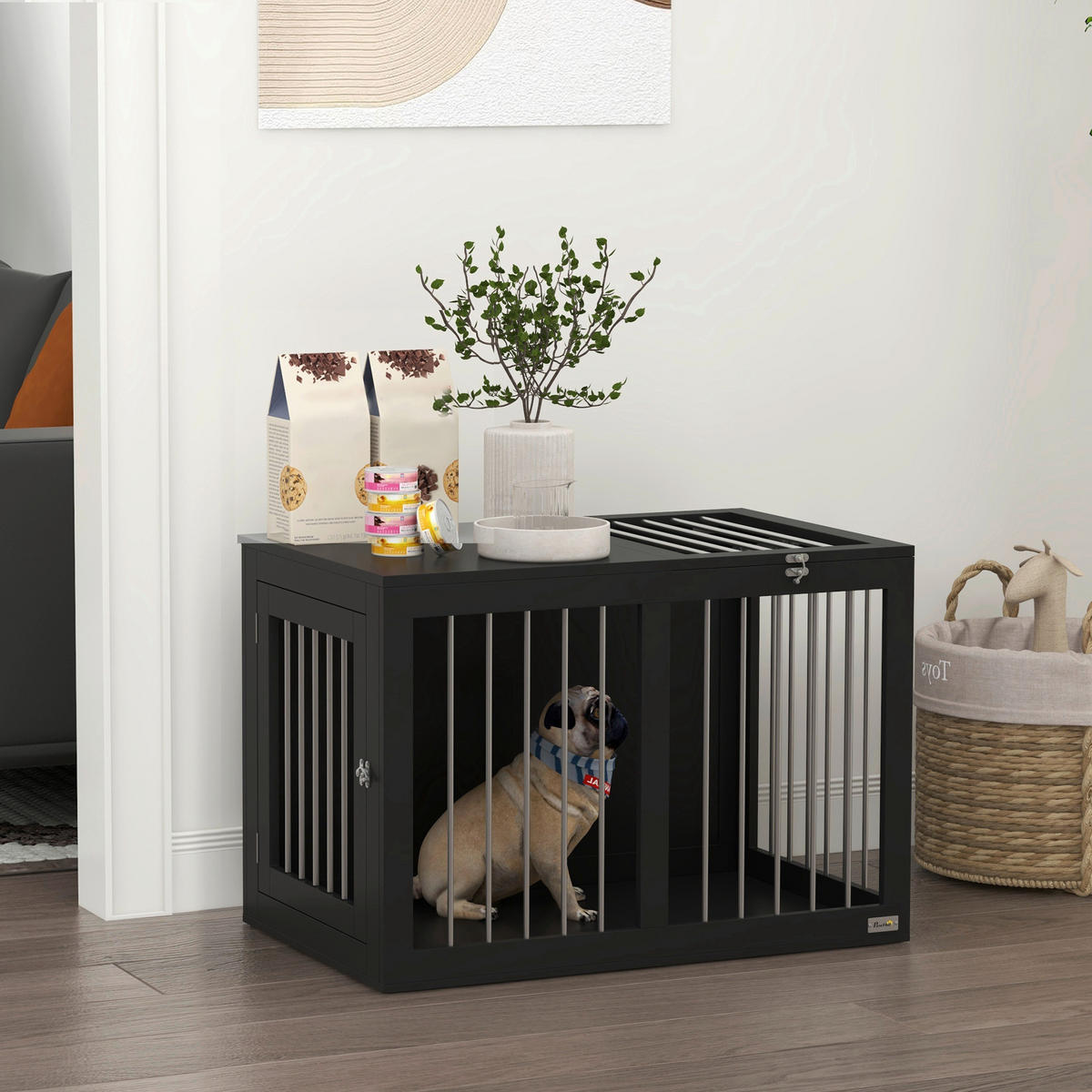 PawHut Hunde-Zubehör schwarz Polypropylen B/H/L: ca. 50x80x56,5 cm Hundekäfig - schwarz (56,50/50,00/80,00cm) - PawHut