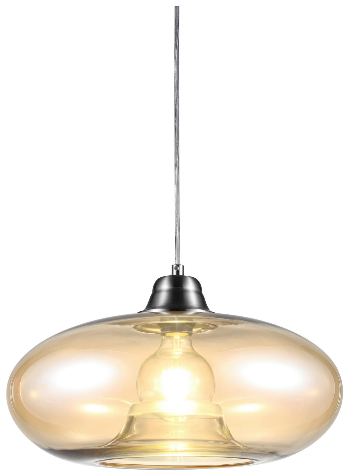 Nowa Pendelleuchte 30040123 nickel matt amber Metall Glas H/D: ca. 150x40 cm E27 1 Brennstellen LILLE - nickel matt/amber (40,00/150,00cm) - Nowa