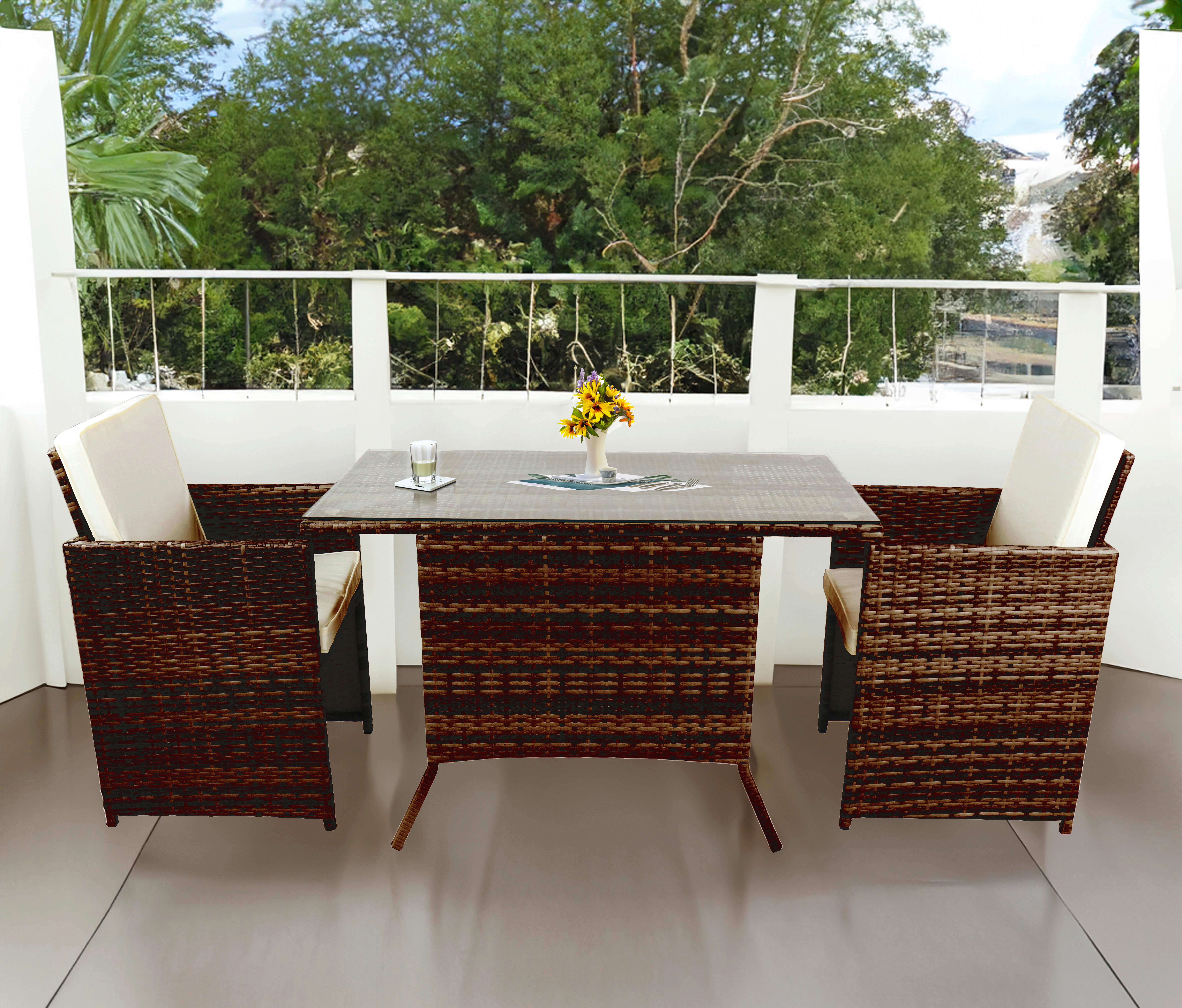 VCM Gartensitzgruppe Raloso braun Glas B/H/L: ca. 114x86x64 cm Raloso - braun (64,00/114,00/86,00cm) - VCM