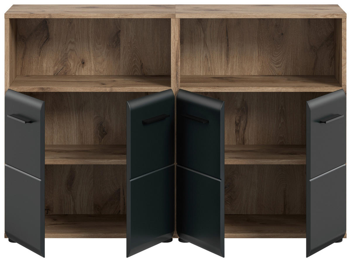 Badezimmer-Set Ice Nox Oak Nachbildung schwarz matt B/H/T: ca. 120x80x30 cm Ice - schwarz (120,00/80,00/30,00cm) - xonox.home