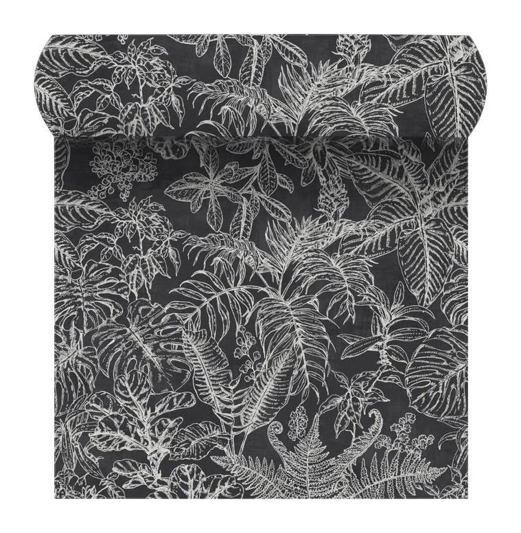 Erfurt Vliestapete Blätter weiß schwarz B/L: ca. 53x1005 cm