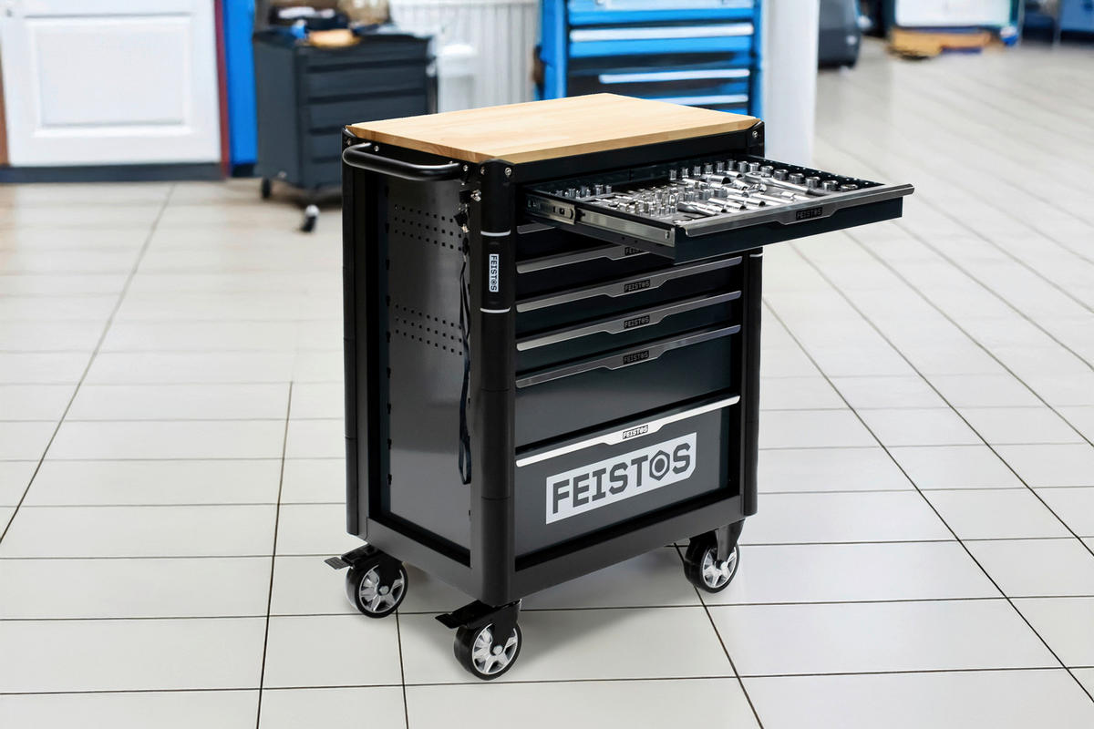 Werkstattwagen Mento schwarz B/H/L: ca. 73x98x48 cm Mento - schwarz (48,00/73,00/98,00cm) - Feistos