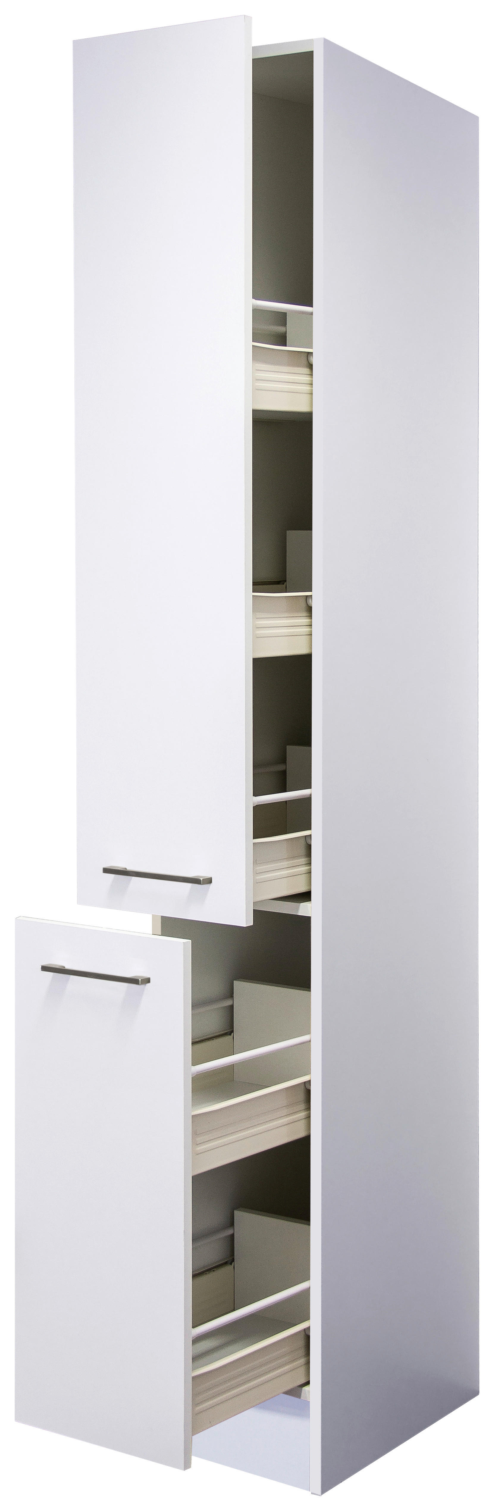 Apothekerschrank Vita weiß matt B/H/T: ca. 30x200x57 cm Vita - weiß/Edelstahl (30,00/200,00/57,00cm) - Flex-Well
