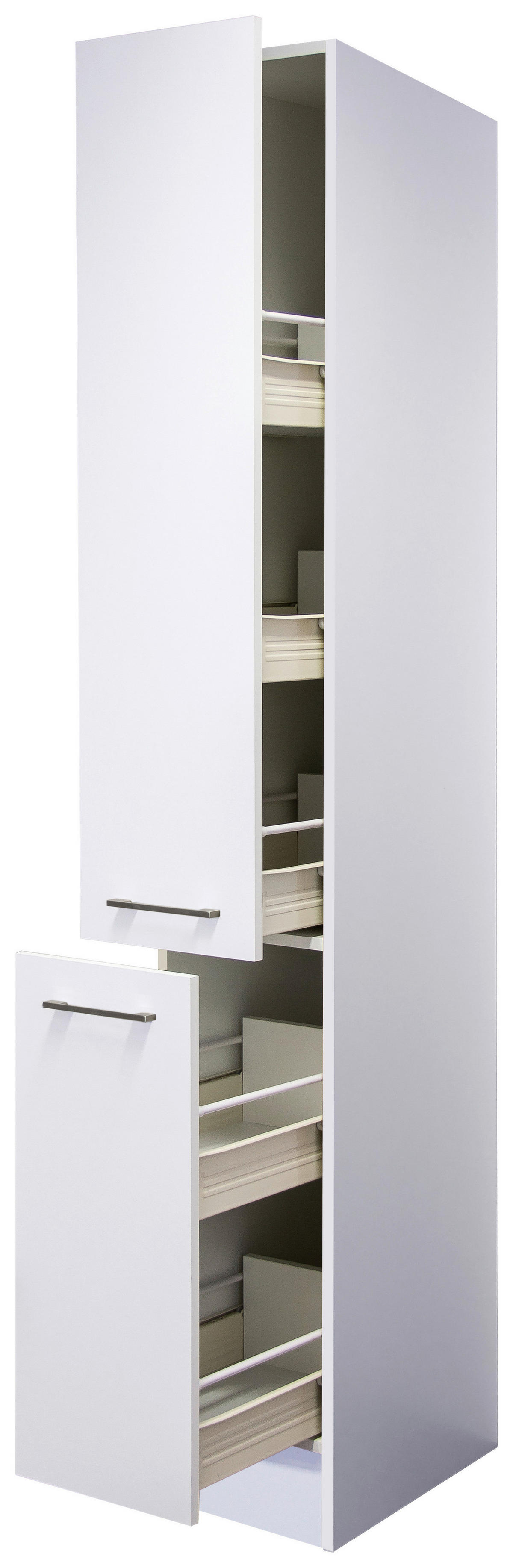 Apothekerschrank Vita weiß matt B/H/T: ca. 30x200x57 cm Vita - weiß/Edelstahl (30,00/200,00/57,00cm) - Flex-Well
