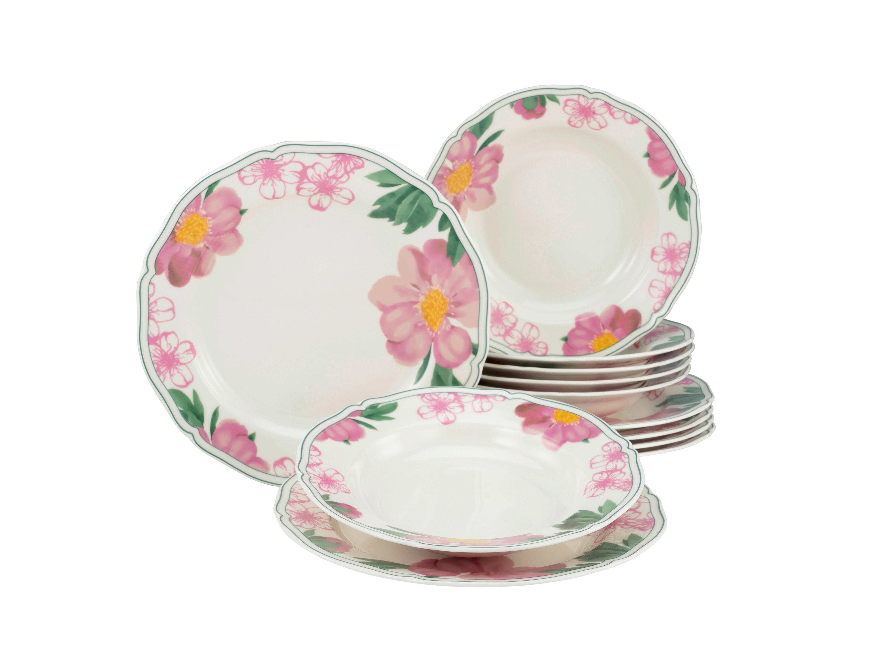 CreaTable Tafelservice Alba Rose multicolor Porzellan 12 tlg.