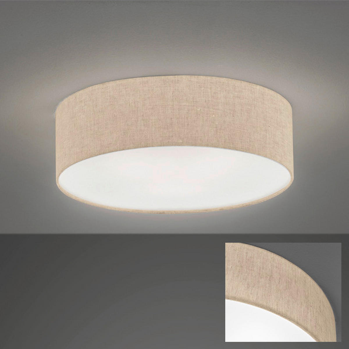 Fischer & Honsel Deckenleuchte 20052 sand Leinen H/D: ca. 12x40 cm E14 3 Brennstellen Thor - sand (40,00/12,00cm) - Fischer & Honsel