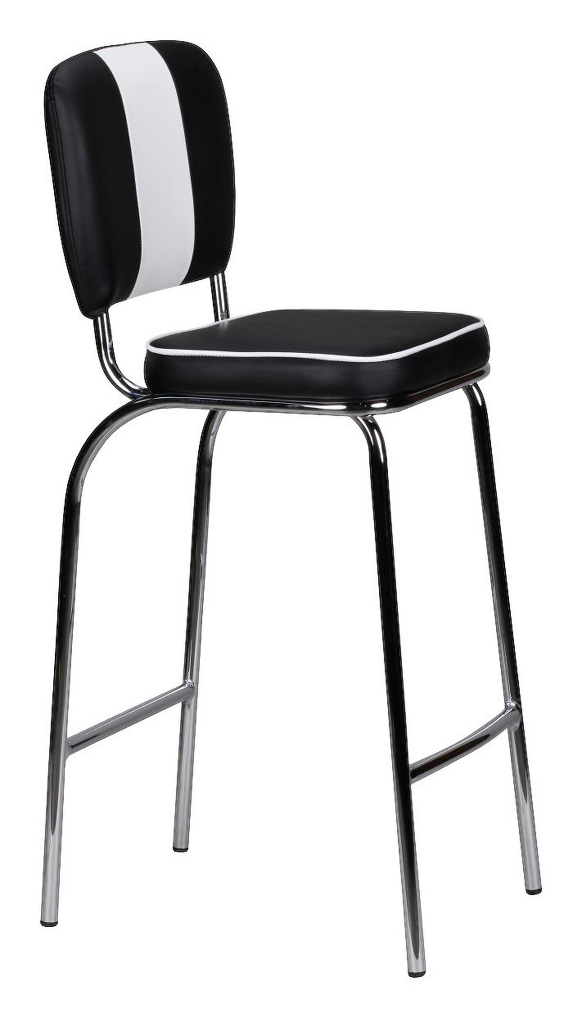Barhocker schwarz weiß Chrom Kunstleder Kunstleder Metall B/H/T: ca. 40x110x38 cm Barstuhl Diner - weiß/schwarz (40,00/110,00/38,00cm) - Wohnling