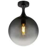 GLOBO Deckenleuchte Rauch mattschwarz Glas Metall H/D: ca. 37,5x25 cm E27 1 Brennstellen DALTON - mattschwarz/Rauch (25,00/37,50cm) - GLOBO