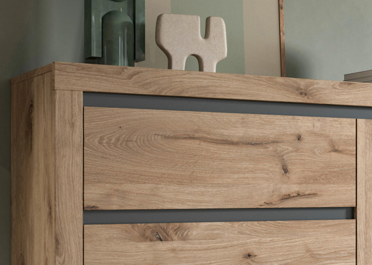 Kommode Woody Nox Oak Nachbildung anthrazit B/H/T: ca. 116x105x37 cm Woody - anthrazit (116,00/105,00/37,00cm)