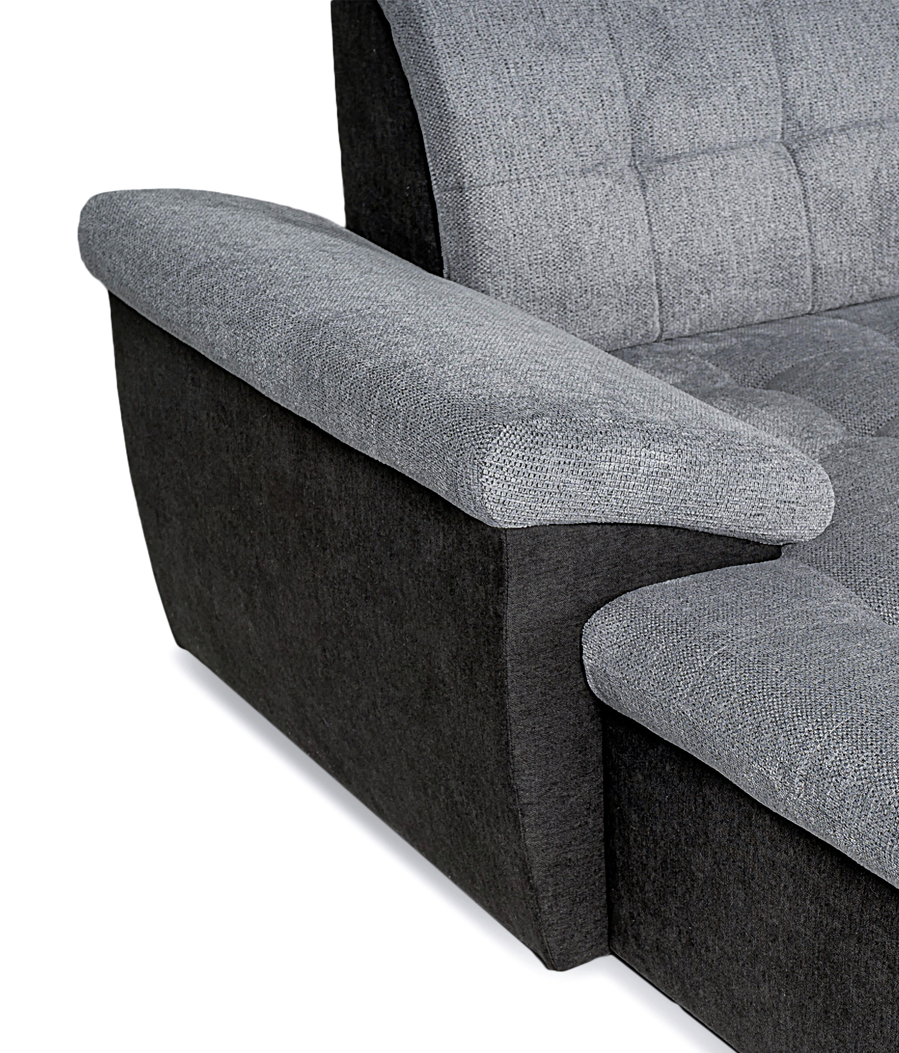 Thumbnail - Wohnlandschaft Monica schwarz grau Flachgewebe B/H/T: ca. 348x87x198 cm