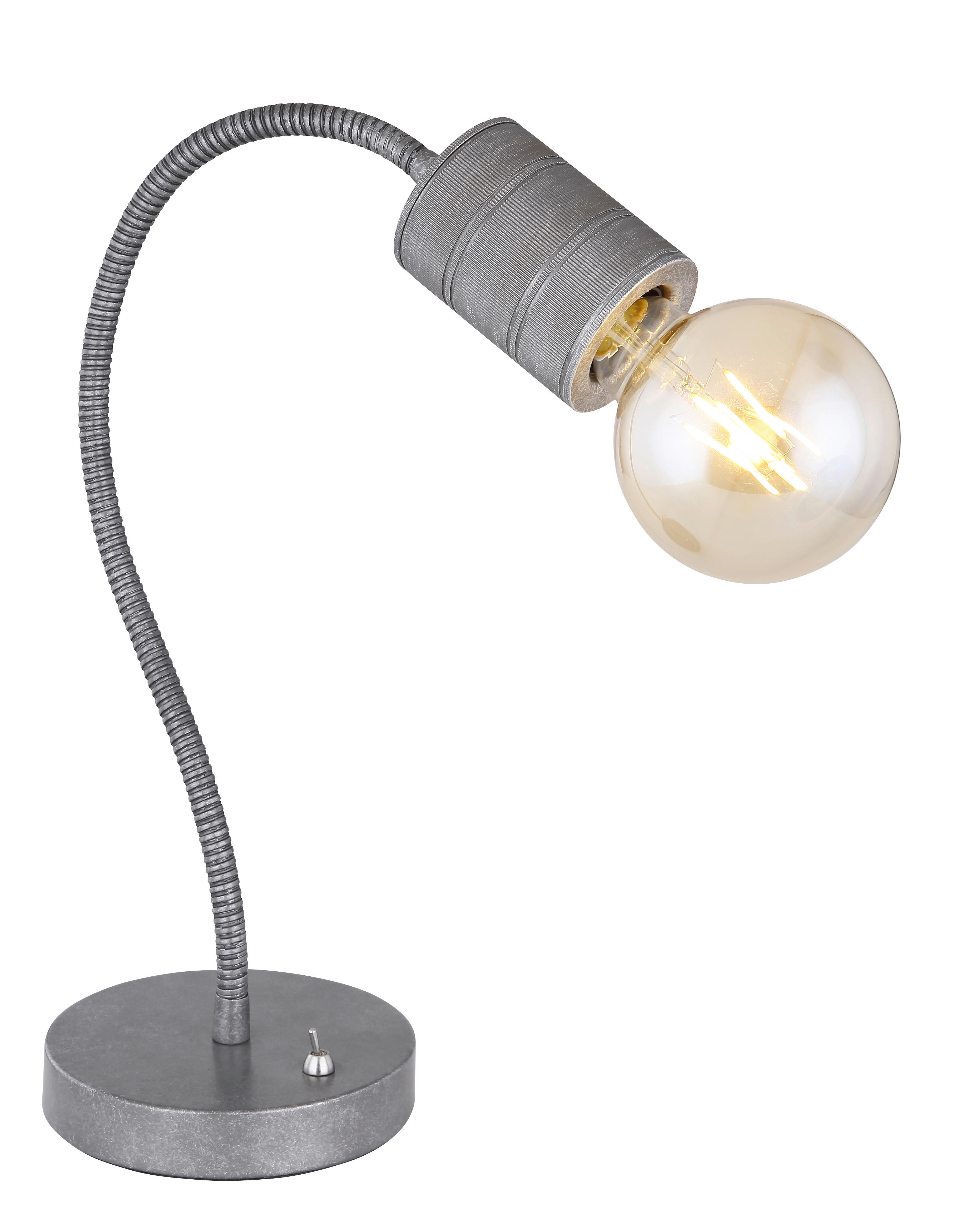 GLOBO Tischleuchte silber Metall B/H/T: ca. 14x59x26 cm E27 1 Brennstellen FREDDY - silber (14,00/59,00/26,00cm) - GLOBO