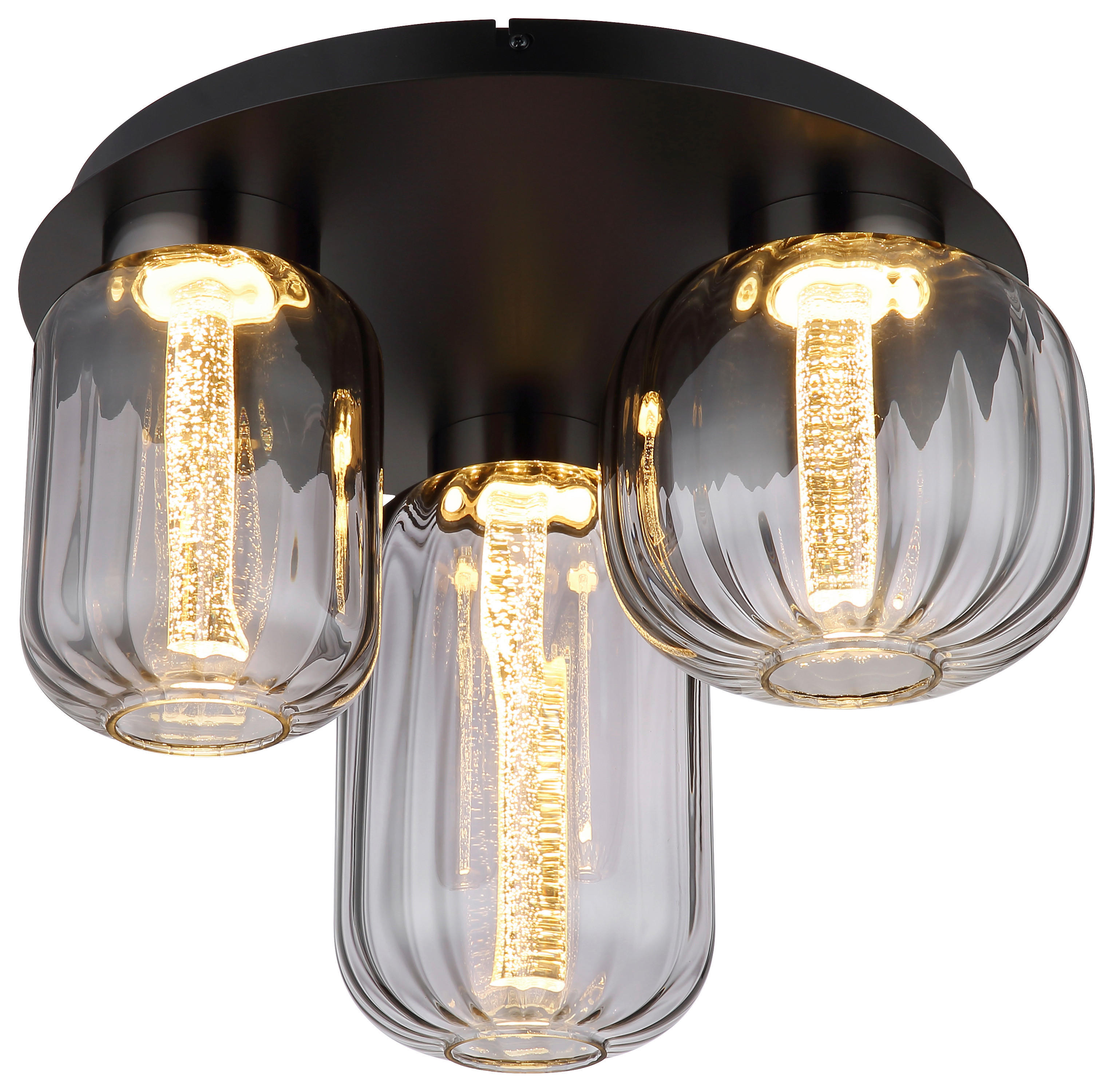 GLOBO LED-Deckenleuchte schwarz Rauch Metall Glas H/D: ca. 34x49 cm FLUORO - schwarz/Rauch (49,00/34,00cm) - GLOBO