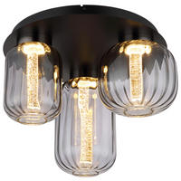 GLOBO LED-Deckenleuchte schwarz Rauch Metall Glas H/D: ca. 34x49 cm FLUORO - schwarz/Rauch (49,00/34,00cm) - GLOBO