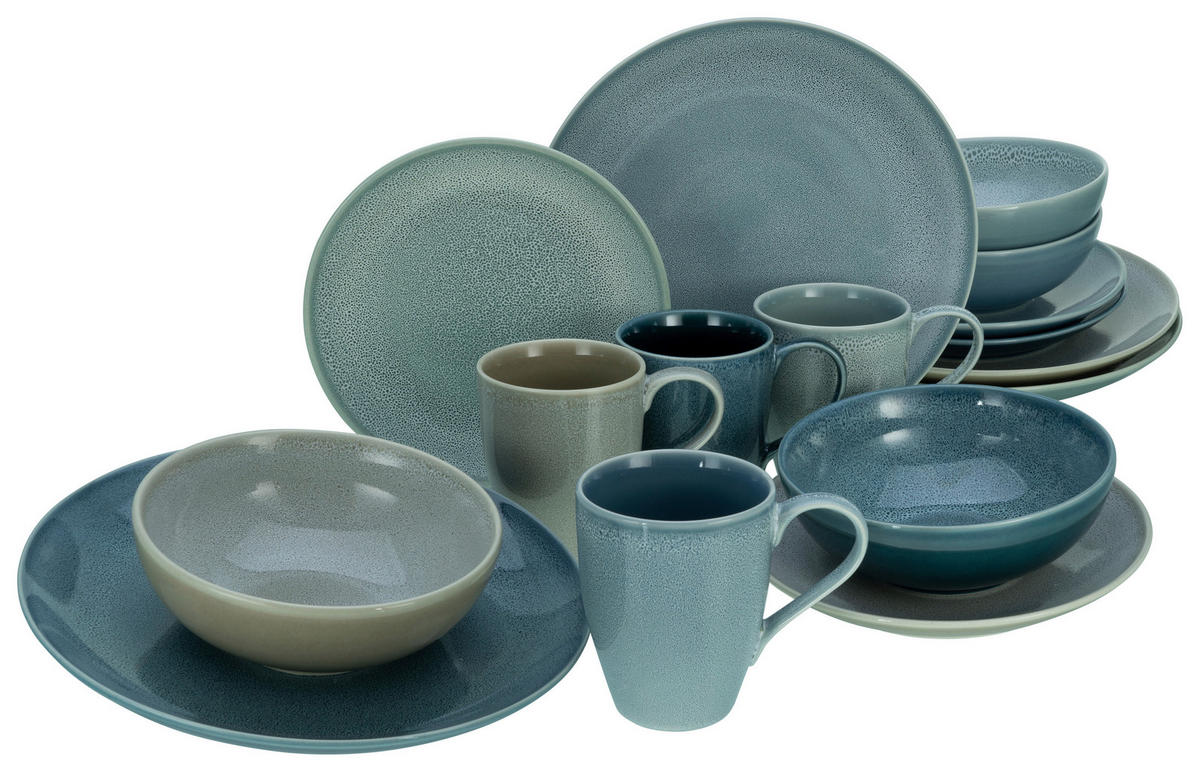 CreaTable Kombiservice Reactive AQUA blau Keramik Reactive AQUA - blau - CreaTable