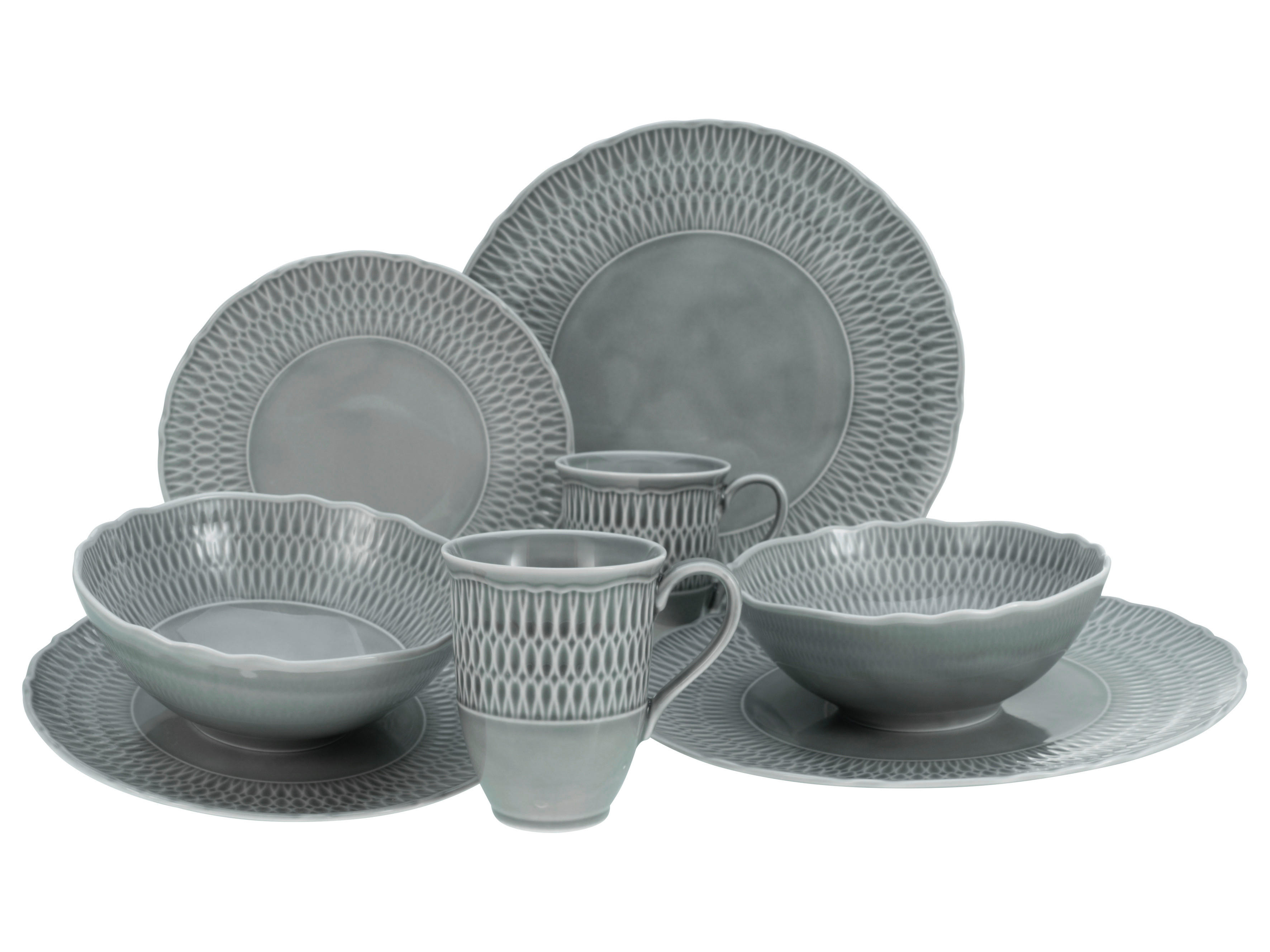 CreaTable Kombiservice SOFIA - STONE grau Porzellan 8 tlg. SOFIA - STONE - grau - CreaTable