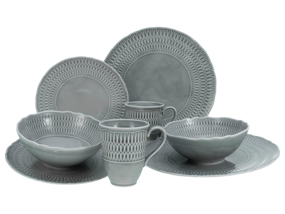 CreaTable Kombiservice SOFIA - STONE grau Porzellan 8 tlg. SOFIA - STONE - grau - CreaTable