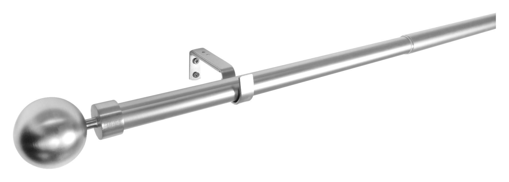 Gardinenstange Edelstahloptik Metall ausziehbar von ca. 190 bis 360 cm 1.0 Läufe Gardinenstange_Habito_Ball_Classic - Edelstahloptik