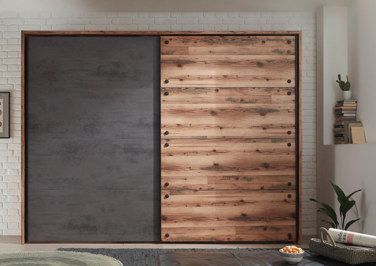Schwebetürenschrank Dover Alpin Lodge Nachbildung Betonoxid Optik B/H/T: ca. 270x210x60 cm Dover - Alpin Lodge (270,00/210,00/60,00cm)