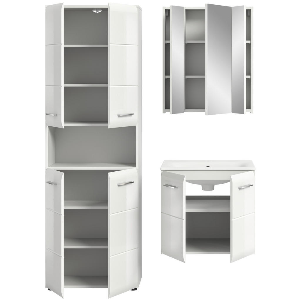 Thumbnail - Badezimmer-Set Ice weiß weiß Hochglanz B/H/T: ca. 135x185x46 cm