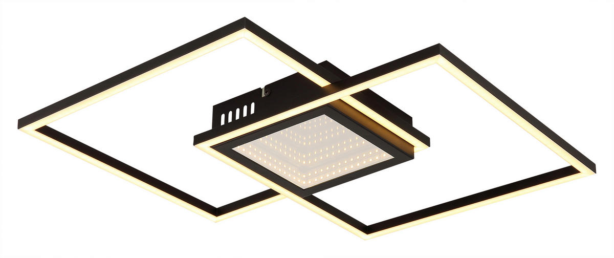 GLOBO LED-Deckenleuchte schwarz Aluminium Metall B/H/L: ca. 42,6x5x42,6 cm 1 Brennstellen SAUNDERS - schwarz (42,60/42,60/5,00cm) - GLOBO