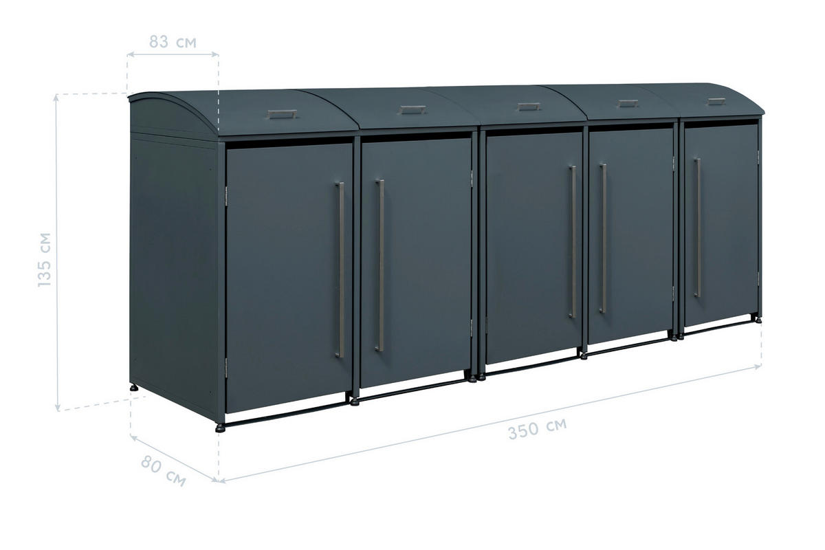 Westmann Mülltonnenbox Moderna anthrazit B/H/L: ca. 350x135x83 cm Moderna - anthrazit (83,00/350,00/135,00cm) - Westmann