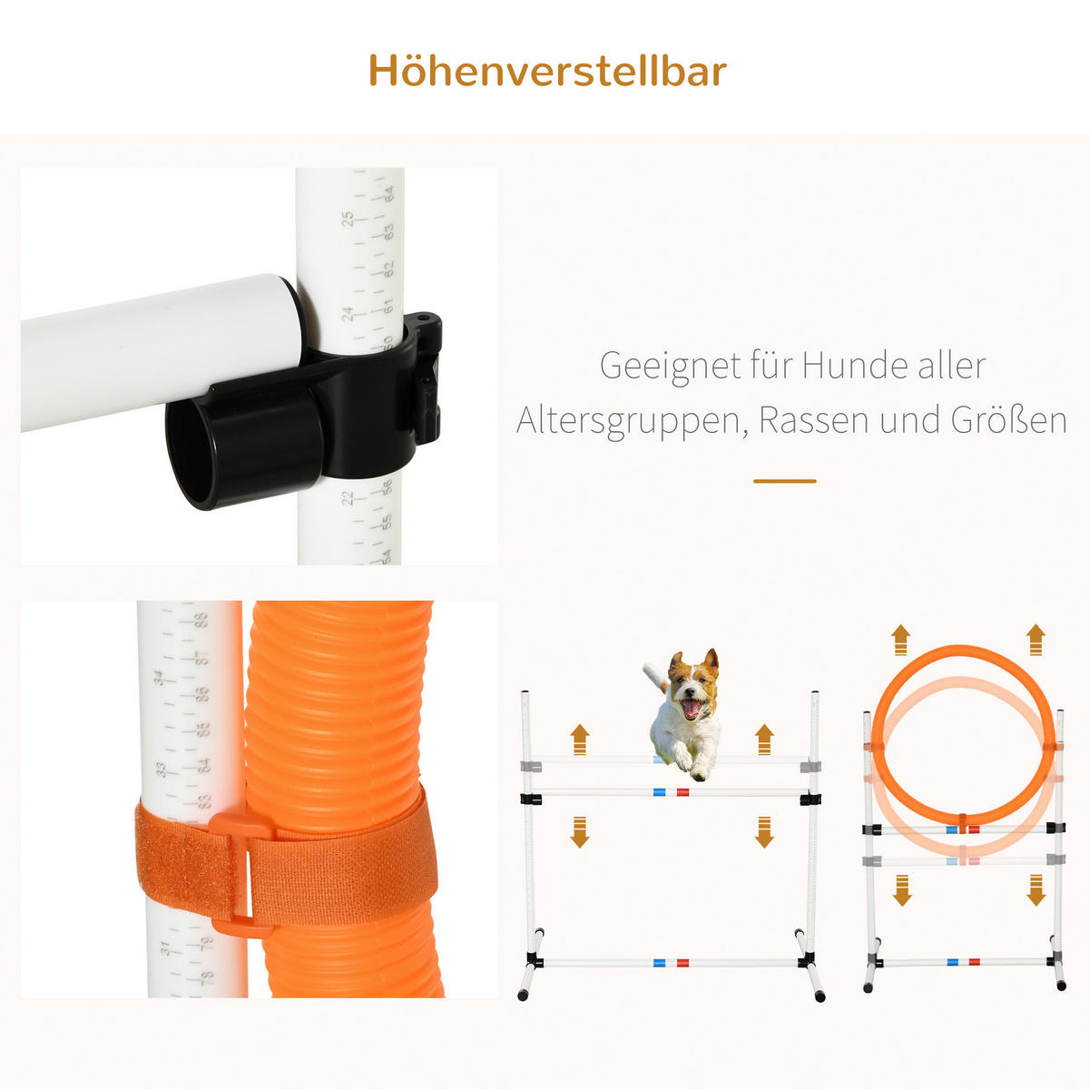 PawHut Outdoor-Aktivitäten gelb Polypropylen B/H/L: ca. 67x323x94,5 cm Agility-Ausrüstung - weiß/gelb (94,50/67,00/323,00cm) - PawHut