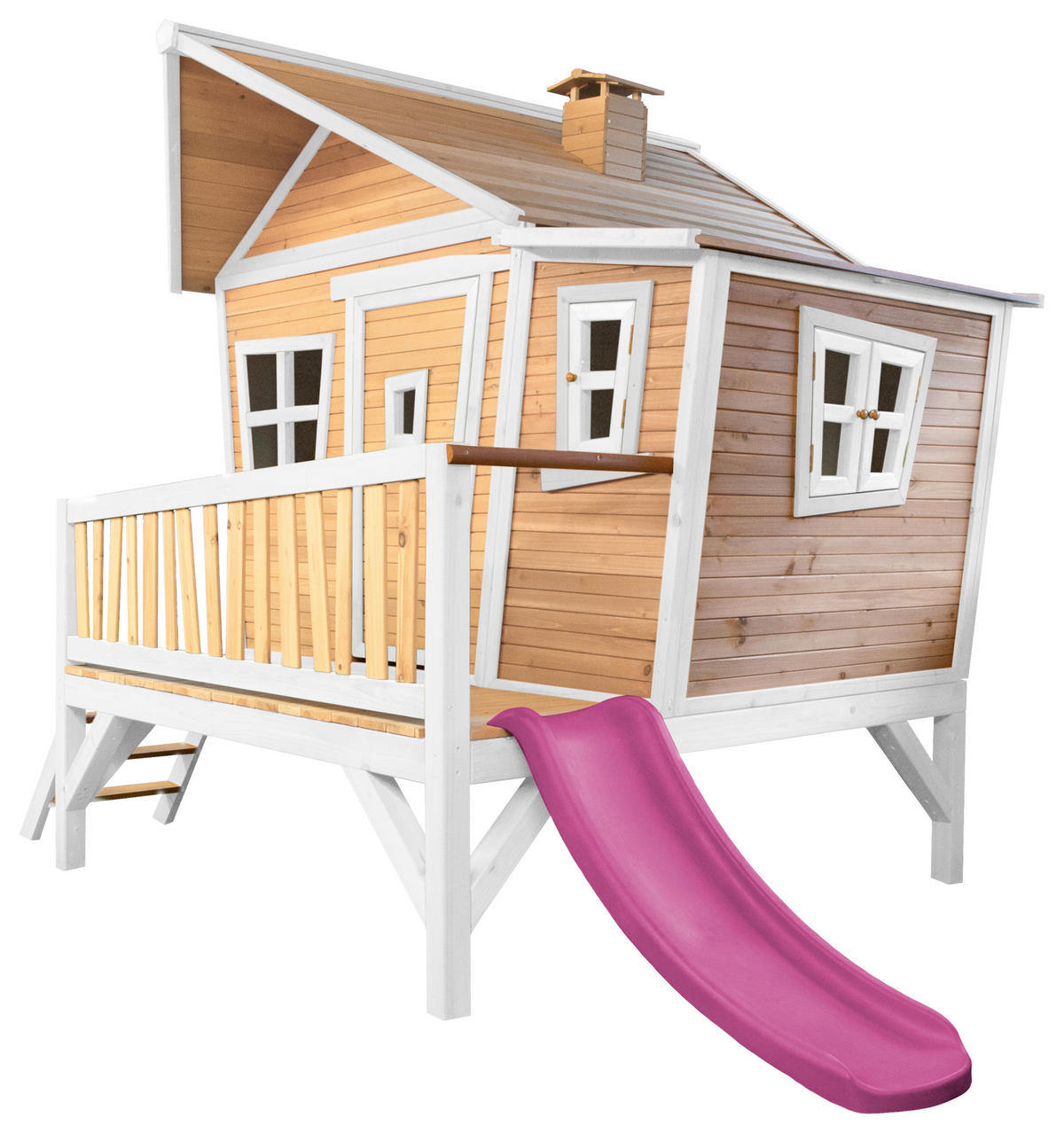 AXI Spielhaus Emma braun B/H/L: ca. 349x227x193 cm Emma - braun/lila (193,00/349,00/227,00cm) - AXI