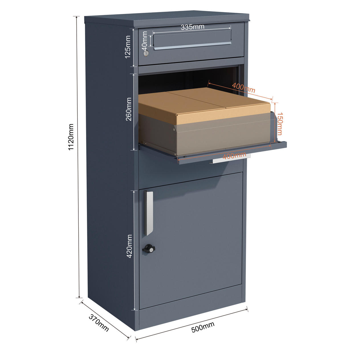 Westmann Paketbox Pedro anthrazit B/H/L: ca. 50x112x37 cm Pedro - anthrazit (37,00/50,00/112,00cm) - Westmann