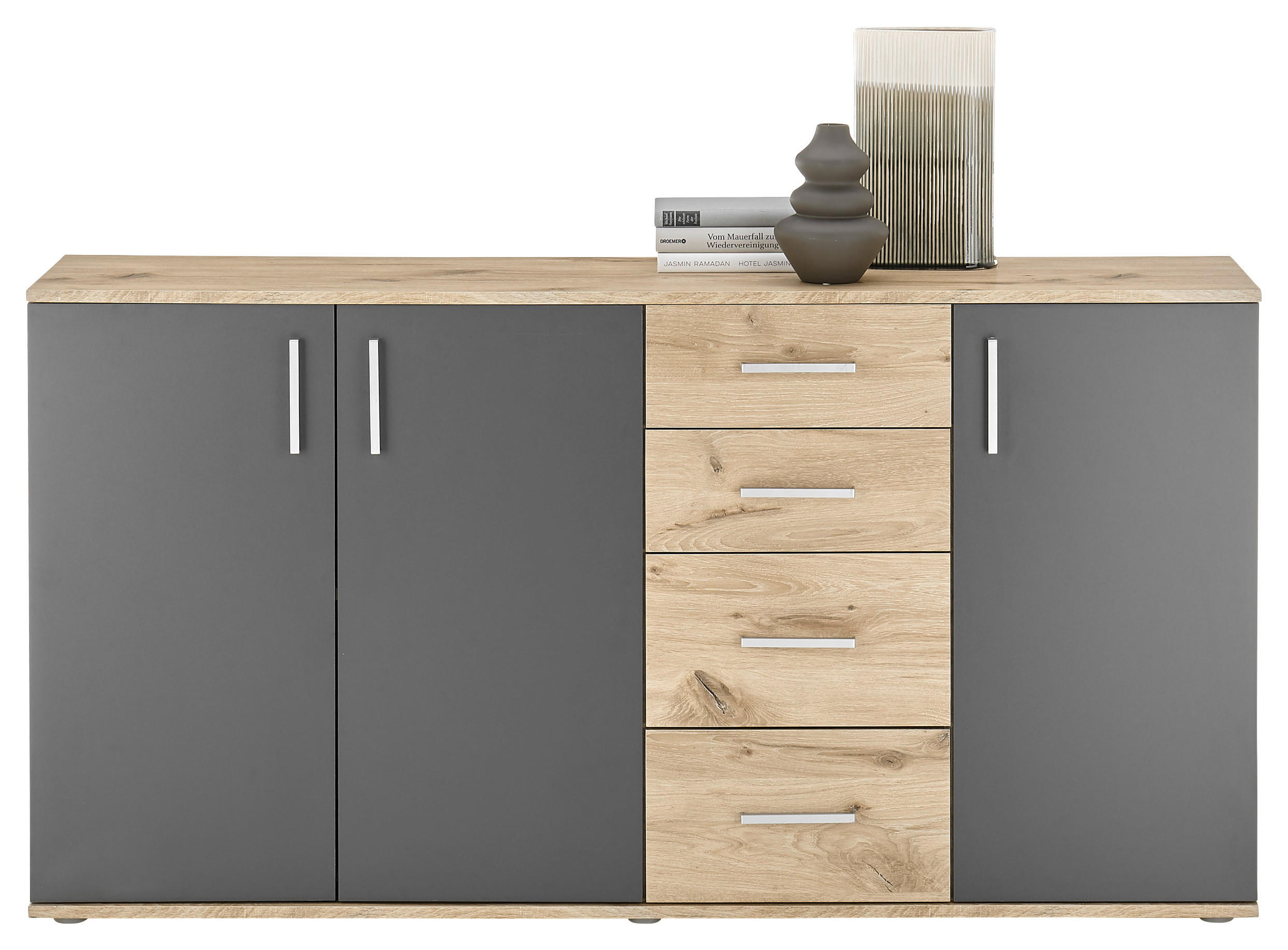 Kommode BC 1040 Eiche Viking Nachbildung dunkelgrau B/H/T: ca. 160x84x35 cm BC 1040 - dunkelgrau (160,00/84,00/35,00cm)