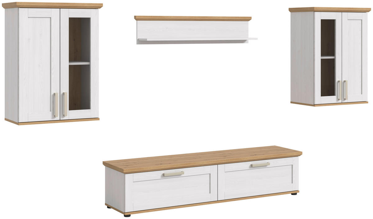 Wohnwand VERONA Lärche Nachbildung Eiche Nachbildung B/H/T: ca. 336x161x40 cm VERONA - Eiche/Lärche (336,00/161,00/40,00cm) - xonox.home